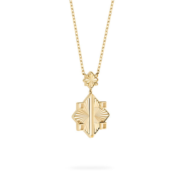 Guilloch&eacute; Yellow Gold Drop Pendant Necklace